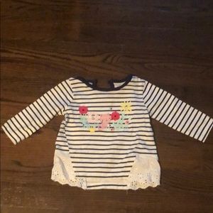 Baby Girl white and navy striped top
